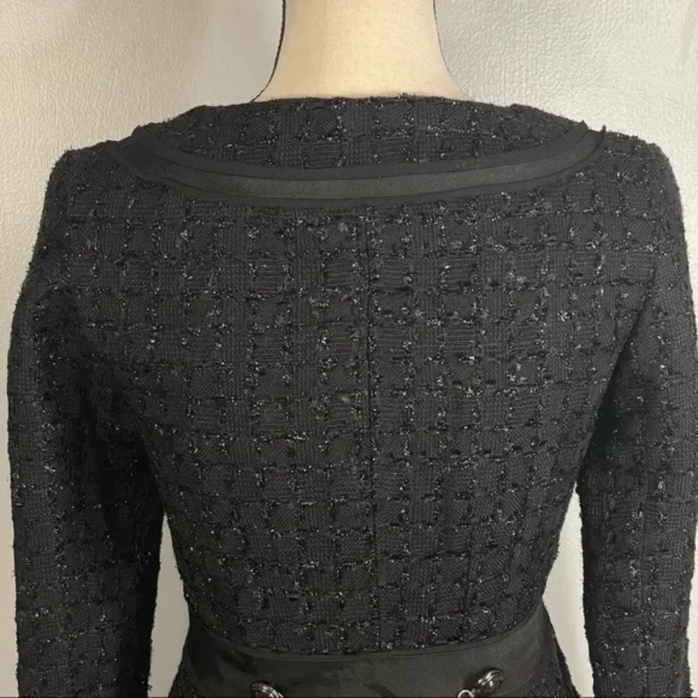 🌿 NWT WHBM Metallic Tweed Blazer ✨ Lightweight Spring Layer Chain Detail Size 00 - Picture 5 of 16